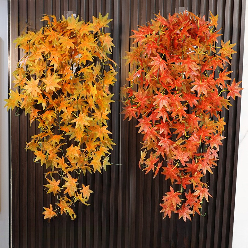 Dracaena Marginata - Artificial 5-Fork Maple Leaf Wall -